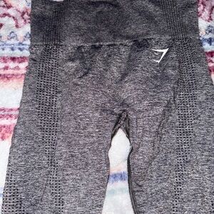 Gymshark Gray Leggings with Textured Fabric and Wide Waistband